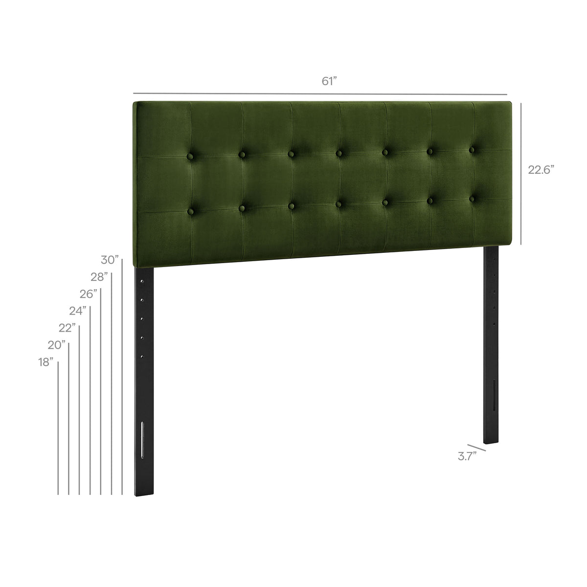 Emily Moss Green Stain-Resistant Performance Velvet Queen Size Headboard - Ornate Home