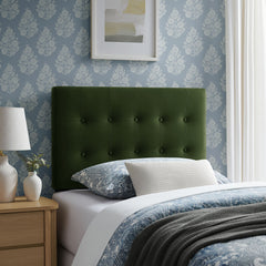 Emily Moss Green Stain-Resistant Performance Velvet Twin Size Headboard - Ornate Home