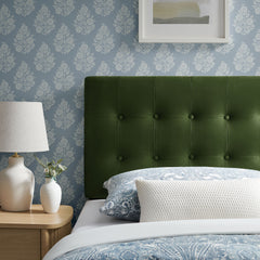 Emily Moss Green Stain-Resistant Performance Velvet Twin Size Headboard - Ornate Home
