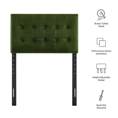 Emily Moss Green Stain-Resistant Performance Velvet Twin Size Headboard - Ornate Home