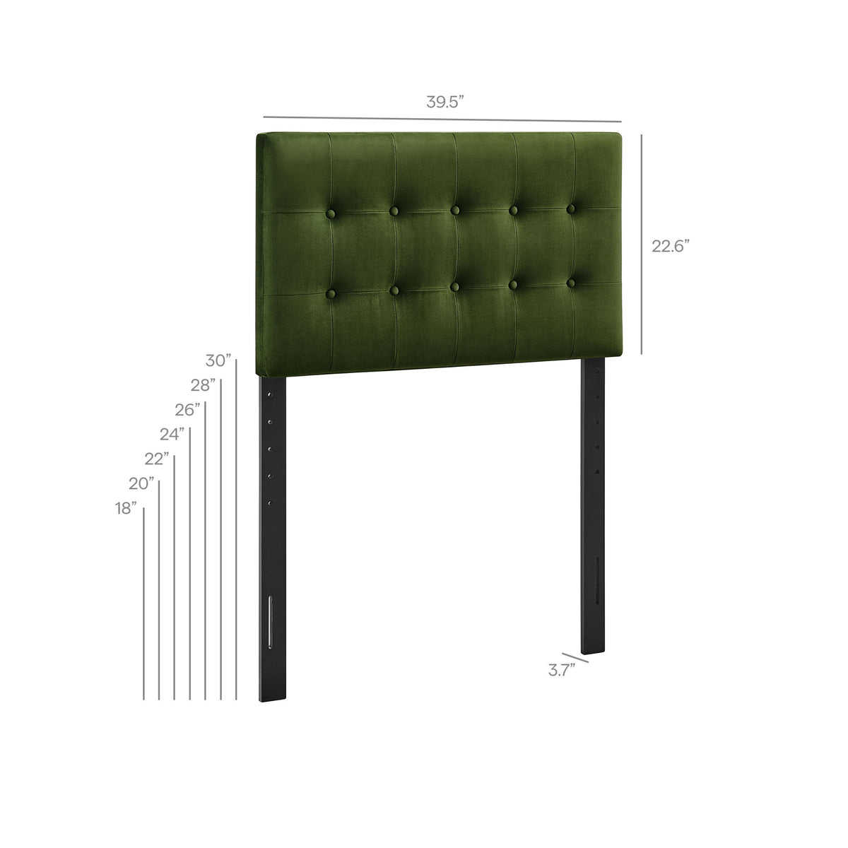 Emily Moss Green Stain-Resistant Performance Velvet Twin Size Headboard - Ornate Home