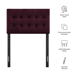 Emily Mulberry Stain-Resistant Performance Velvet Twin Size Headboard - Ornate Home