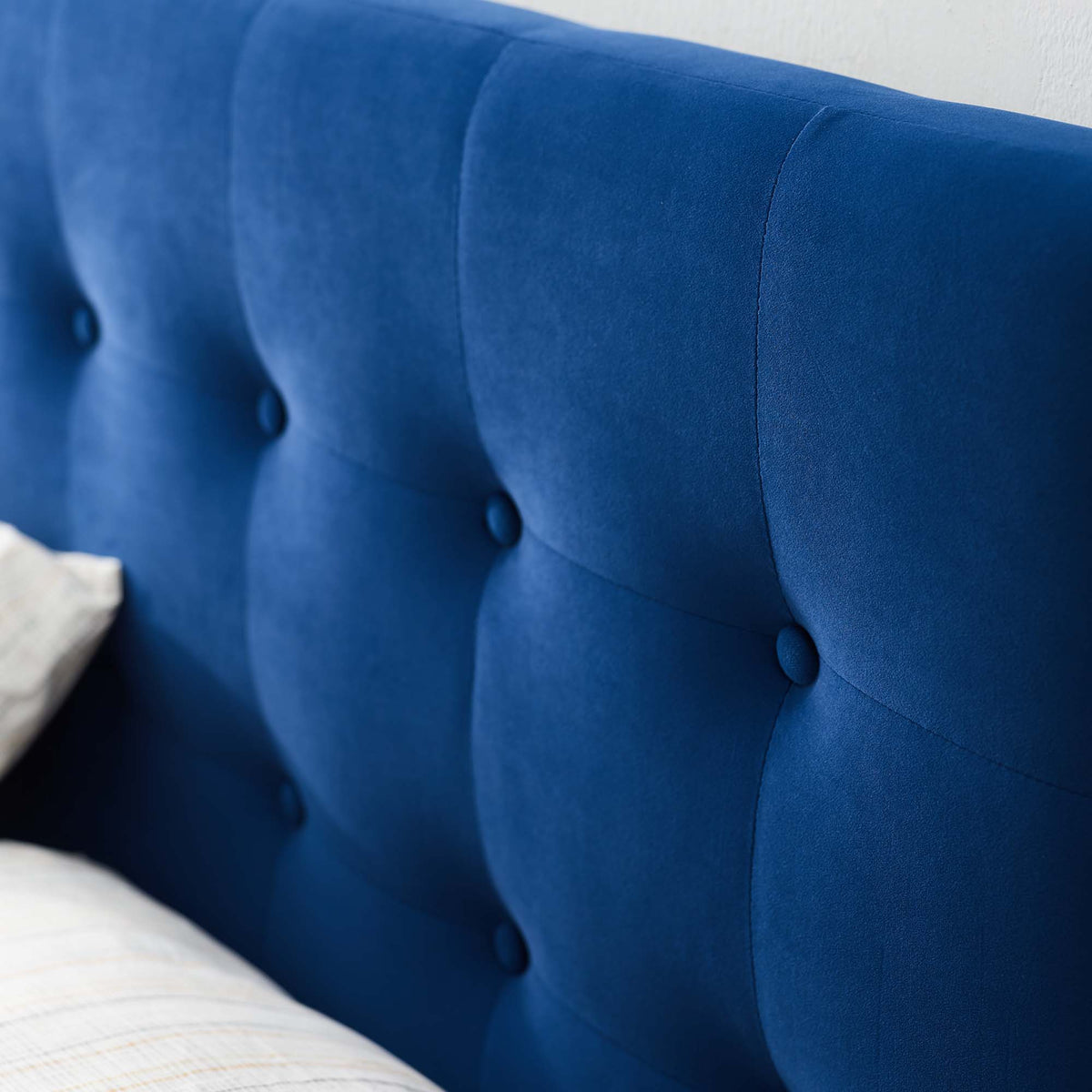 Emily Navy Biscuit Tufted Performance Velvet Full Headboard - Ornate Home