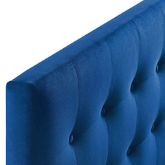 Emily Navy Biscuit Tufted Performance Velvet Queen Headboard - Ornate Home