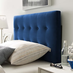 Emily Navy Biscuit Tufted Performance Velvet Twin Headboard - Ornate Home