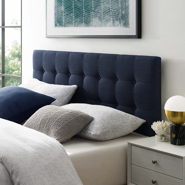 Emily Navy Upholstered Fabric Full Headboard - Ornate Home
