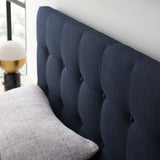 Emily Navy Upholstered Fabric Full Headboard - Ornate Home