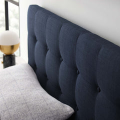 Emily Navy Upholstered Fabric King Headboard - Ornate Home