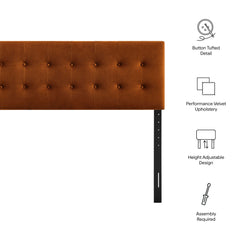 Emily Rust Stain-Resistant Performance Velvet Queen Size Headboard - Ornate Home