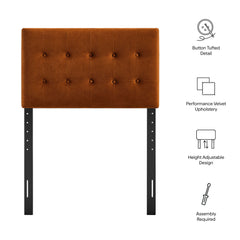 Emily Rust Stain-Resistant Performance Velvet Twin Size Headboard - Ornate Home