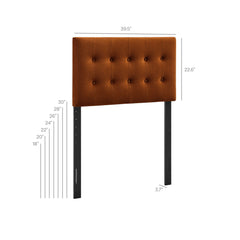 Emily Rust Stain-Resistant Performance Velvet Twin Size Headboard - Ornate Home
