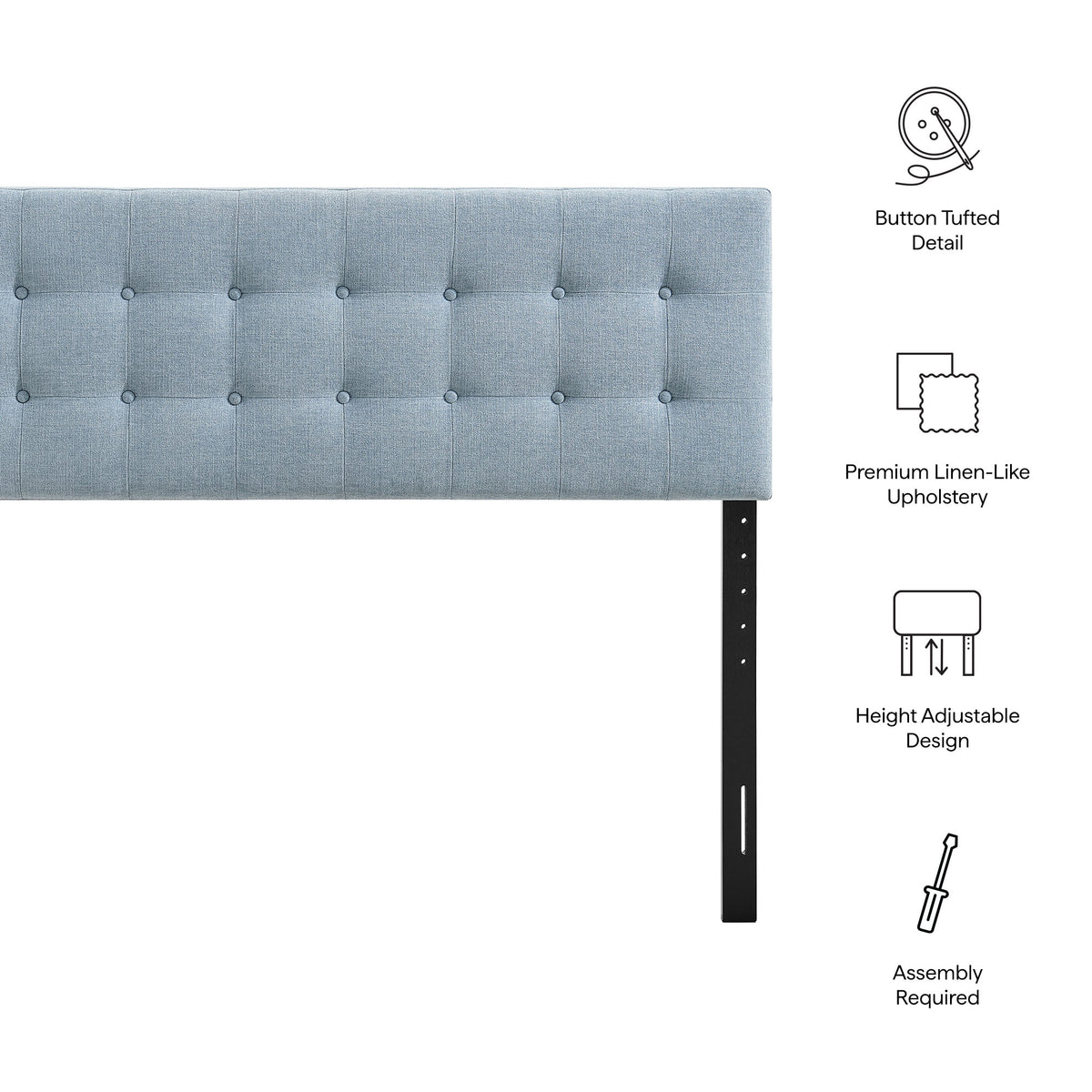 Emily Sky Blue Fabric Upholstered Full Size Headboard - Ornate Home