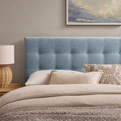 Emily Sky Blue Fabric Upholstered Queen Size Headboard - Ornate Home