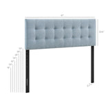 Emily Sky Blue Fabric Upholstered Queen Size Headboard - Ornate Home