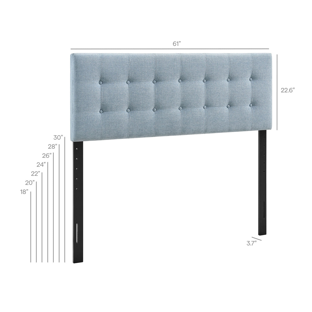 Emily Sky Blue Fabric Upholstered Queen Size Headboard - Ornate Home