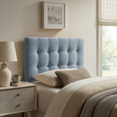 Emily Sky Blue Fabric Upholstered Twin Size Headboard - Ornate Home