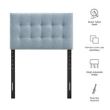 Emily Sky Blue Fabric Upholstered Twin Size Headboard - Ornate Home