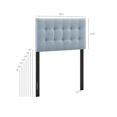 Emily Sky Blue Fabric Upholstered Twin Size Headboard - Ornate Home