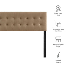 Emily Taupe Stain-Resistant Performance Velvet Full Size Headboard - Ornate Home