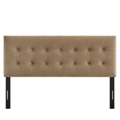 Emily Taupe Stain-Resistant Performance Velvet Queen Size Headboard - Ornate Home