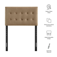 Emily Taupe Stain-Resistant Performance Velvet Twin Size Headboard - Ornate Home