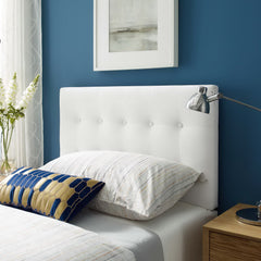Emily White Biscuit Tufted Performance Velvet Twin Headboard - Ornate Home