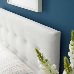 Emily White Biscuit Tufted Performance Velvet Twin Headboard - Ornate Home