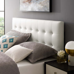 Emily White Upholstered Vinyl King Headboard - Ornate Home