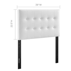 Emily White Upholstered Vinyl Twin Headboard - Ornate Home