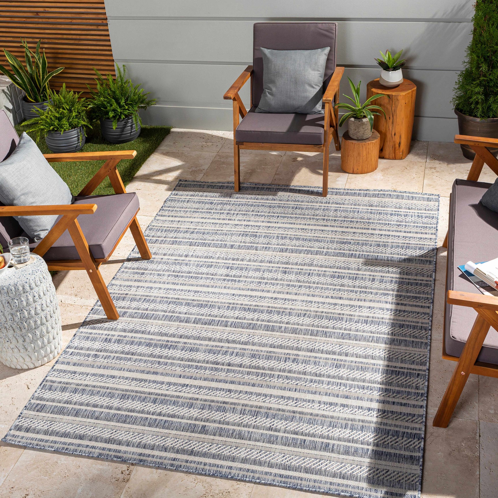 Emirgazi Striped Nordic Outdoor Rug - Ornate Home