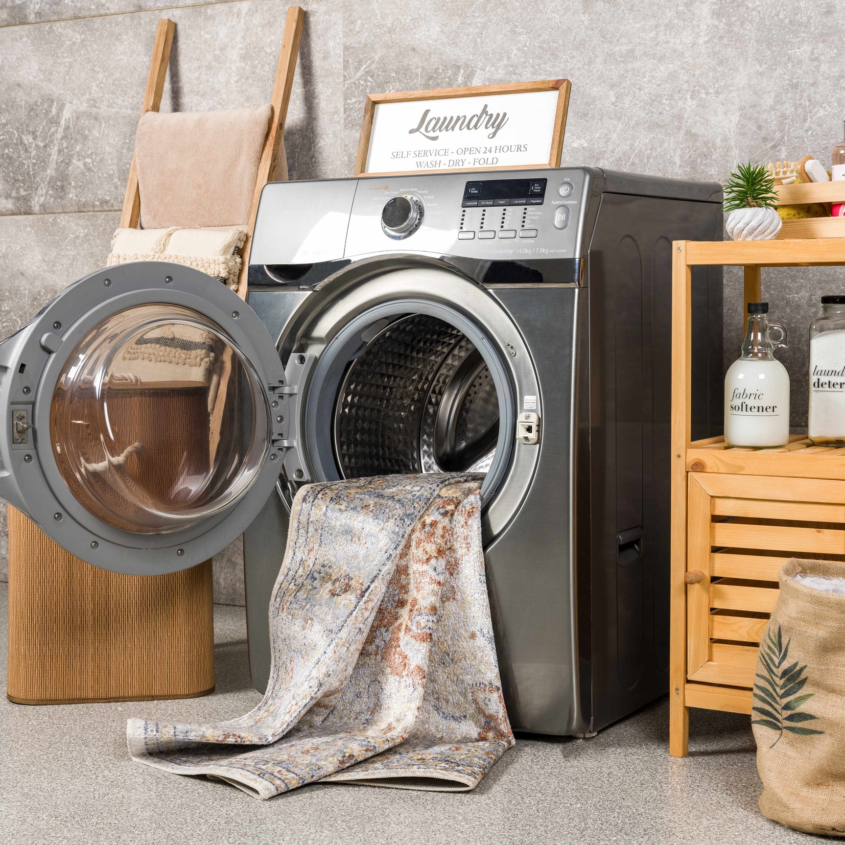 Emke Cream Washable Area Rug - Ornate Home