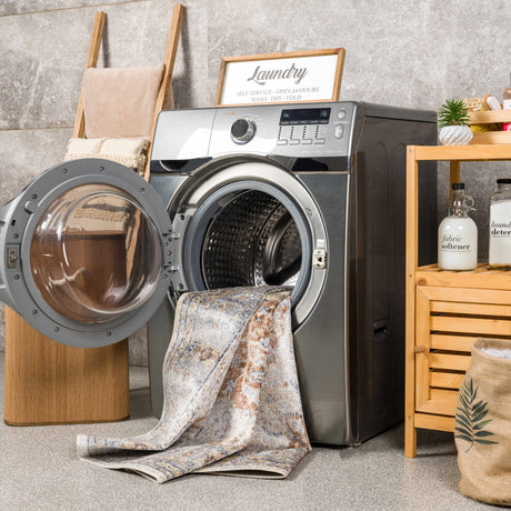 Emke Cream Washable Area Rug - Ornate Home