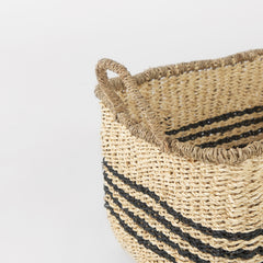 Emma Light Brown/Black Seagrass Rectangular Basket (Set of 2) - Ornate Home