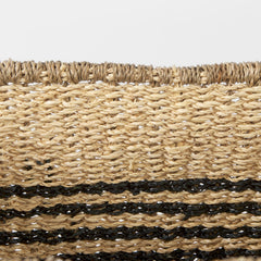 Emma Light Brown/Black Seagrass Rectangular Basket (Set of 2) - Ornate Home