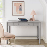 Emmeline Light Gray 1-Drawer Scallop Writing Desk - Ornate Home