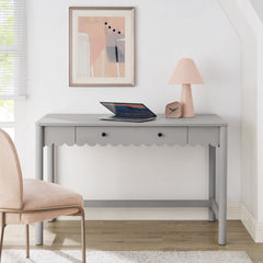 Emmeline Light Gray 1-Drawer Scallop Writing Desk - Ornate Home