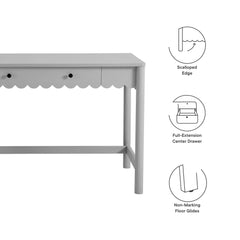Emmeline Light Gray 1-Drawer Scallop Writing Desk - Ornate Home