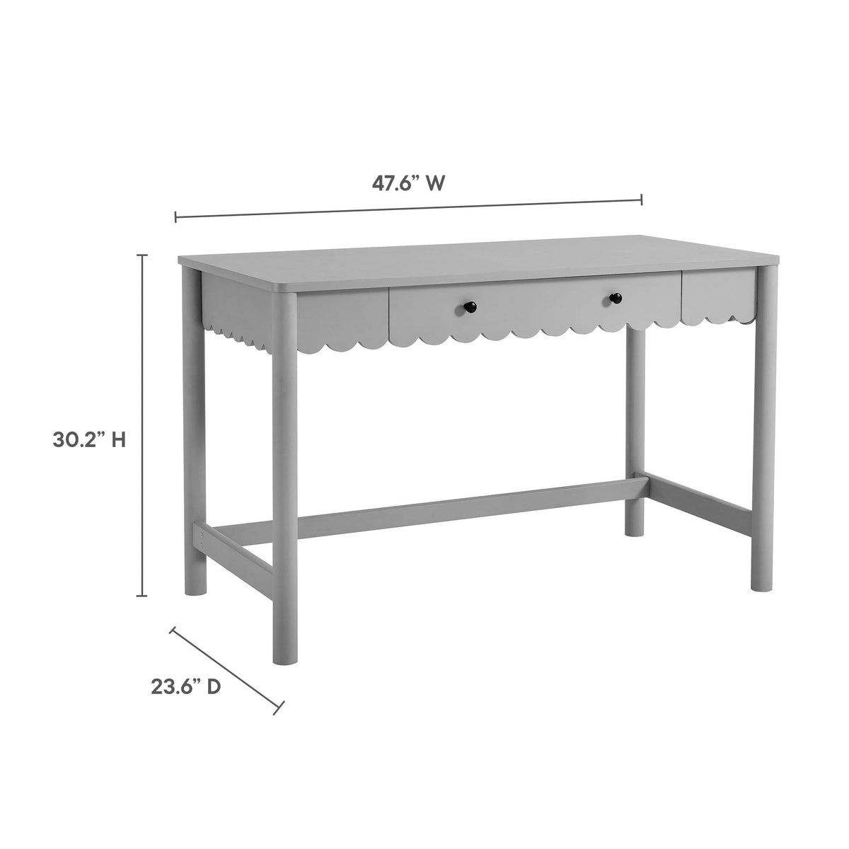 Emmeline Light Gray 1-Drawer Scallop Writing Desk - Ornate Home