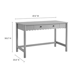 Emmeline Light Gray 1-Drawer Scallop Writing Desk - Ornate Home