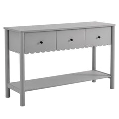 Emmeline Light Gray 3-Drawer Scalloped Console Table - Ornate Home