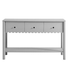 Emmeline Light Gray 3-Drawer Scalloped Console Table - Ornate Home