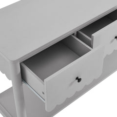 Emmeline Light Gray 3-Drawer Scalloped Console Table - Ornate Home