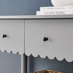 Emmeline Light Gray 3-Drawer Scalloped Console Table - Ornate Home