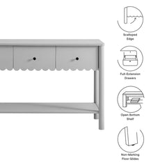 Emmeline Light Gray 3-Drawer Scalloped Console Table - Ornate Home
