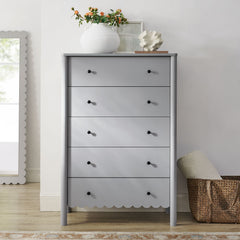 Emmeline Light Gray Scalloped 5-Drawer Chest - Ornate Home