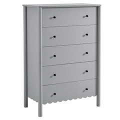 Emmeline Light Gray Scalloped 5-Drawer Chest - Ornate Home