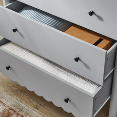 Emmeline Light Gray Scalloped 5-Drawer Chest - Ornate Home