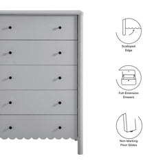 Emmeline Light Gray Scalloped 5-Drawer Chest - Ornate Home