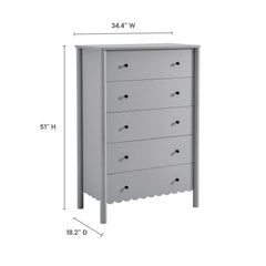 Emmeline Light Gray Scalloped 5-Drawer Chest - Ornate Home