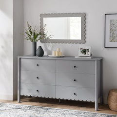 Emmeline Light Gray Scalloped 6-Drawer Dresser - Ornate Home